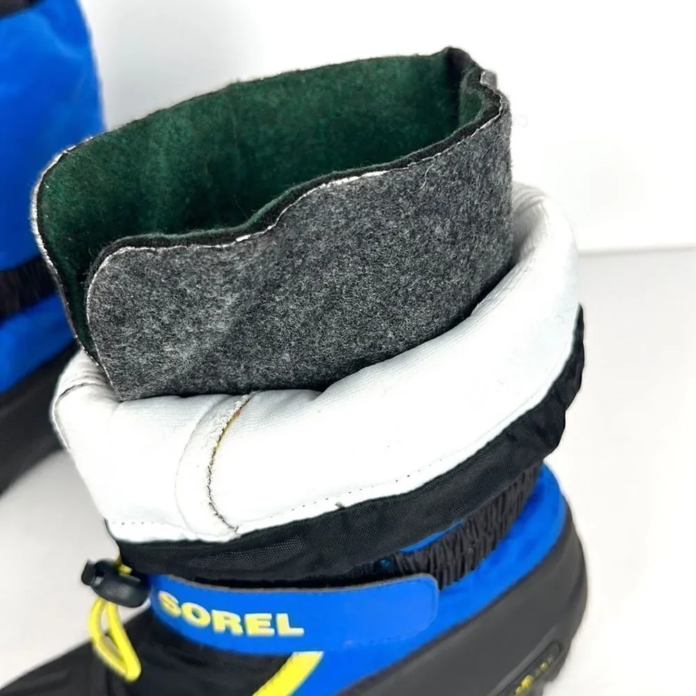 Sorel Children's Flurry Snow Boots Black Blue with Yellow Accents US 4 (22 cm)